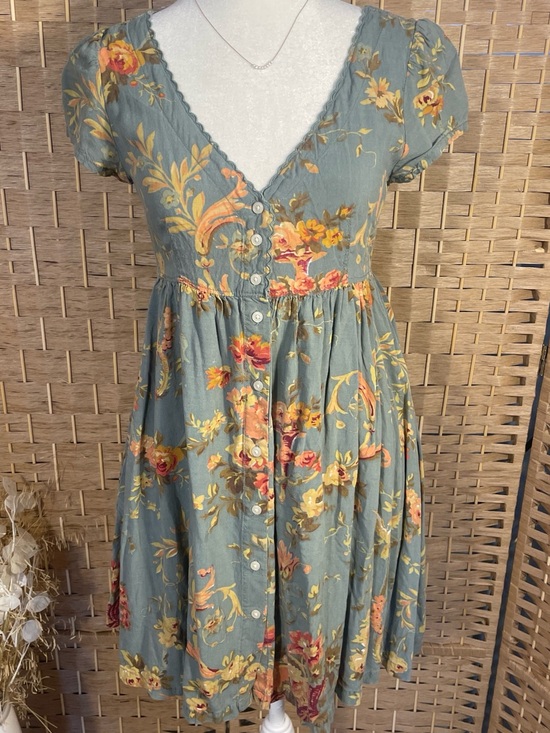 Denim & Supply Ralph Lauren Dresses & Skirts - Ralph Lauren Floral Button-Front V-Neck Dress in Sage Green Y2K Boho Cottage